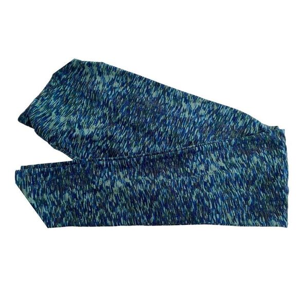 1414 LuLaRoe Leggings Size OS Blue and Blue Striated Stripes Print New - Picture 1 of 4